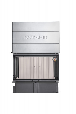 Каминная топка Экокамин ДЕЛЬТА 1000V три стекла принтинг, вертикальная ламель