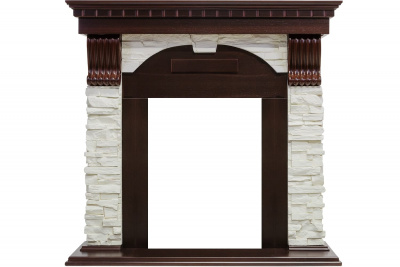 Портал для электрокамина ROYAL-FLAME Dublin арочный сланец белый под классический очаг, темный дуб Портал для электрокамина ROYAL-FLAME Dublin арочный сланец белый под классический очаг, темный дуб