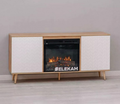  ELEKAM MODERN TV (грани 02 / ножки ЛДСП) телевизионная под очаг Pulsar 23B, корпус: белый                                    фасад: белый