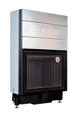 Каминная топка Экокамин ВЕГА 800 PB подовое горение принтинг черный шамот