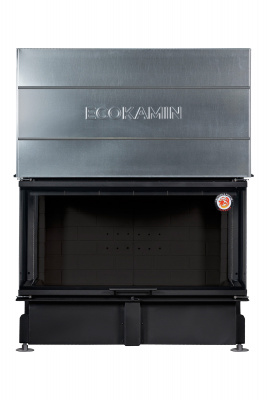 Каминная топка Экокамин Дельта 1200B три стекла принтинг черный шамот