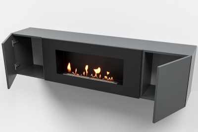  LUX FIRE Тумба универсальная "Байкал" 1600, графит, с биокамином 900