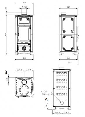 Печь La NORDICA Печь Emiliana Bordeaux (Бордовый)